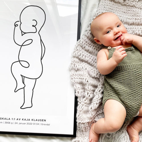 Personlig fødselsplakat i 1:1 skala – en tidløs gave til mamma og pappa